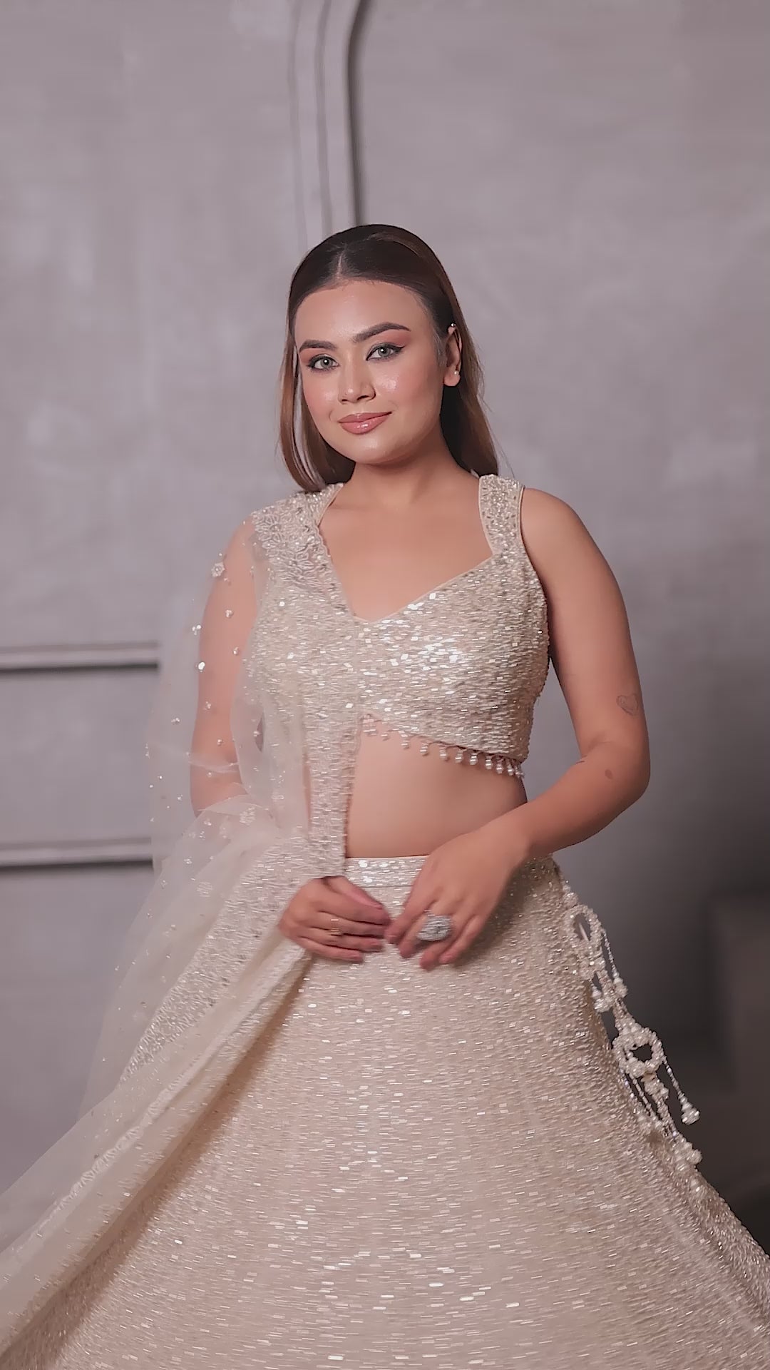 Designer Pearl-Encrusted Lehenga