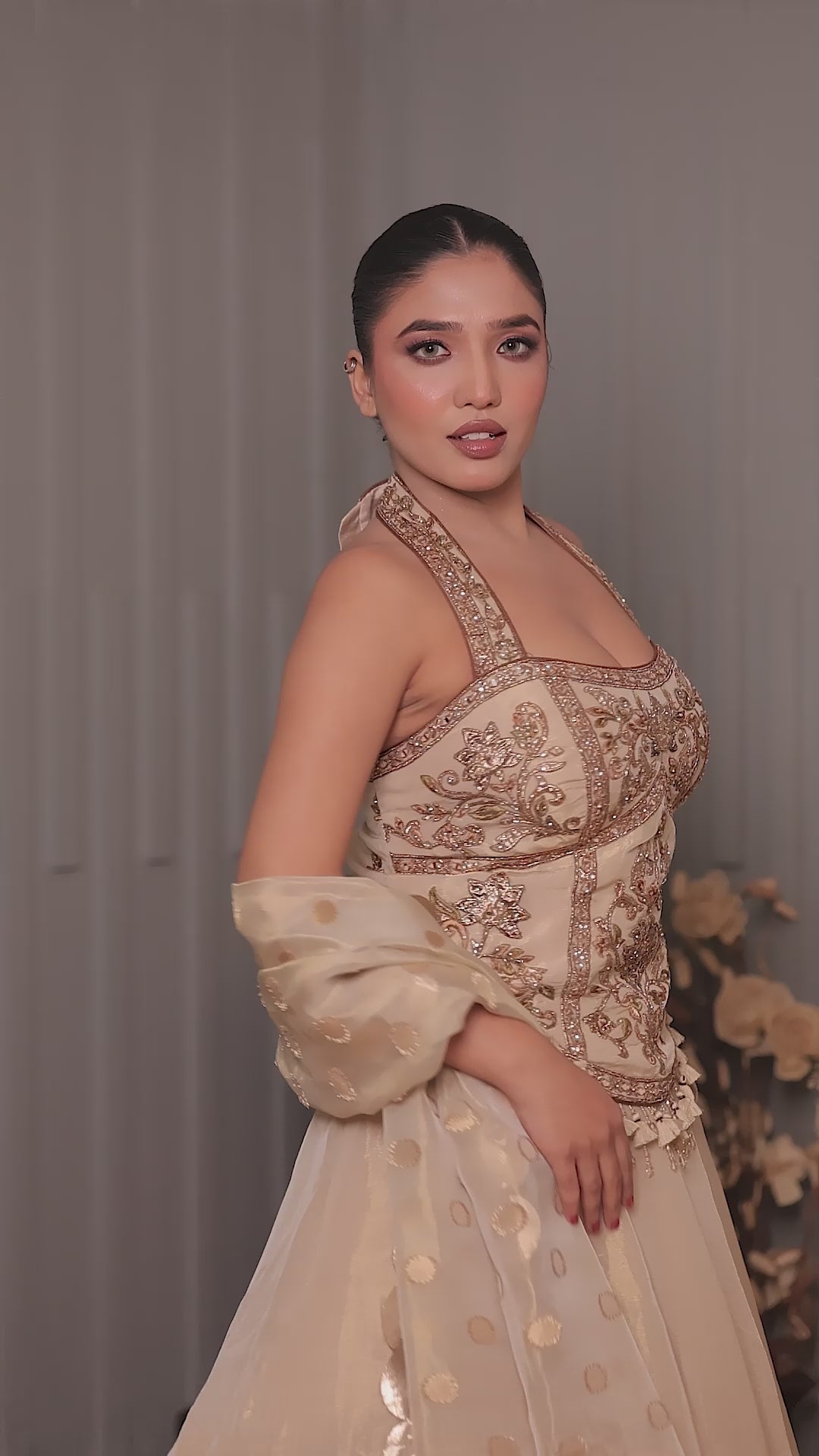 Gilded Chevron Corset Lehenga