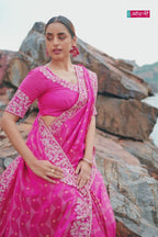Vibrant Rani Pink Embellished Saree 8605 GS-133