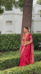 Imperial Crimson: Banarasi Silk Saree