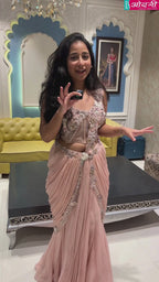 Rose Blush Embellished Drape Saree Set