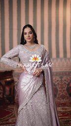 Shimmering Lilac Saree Lehenga