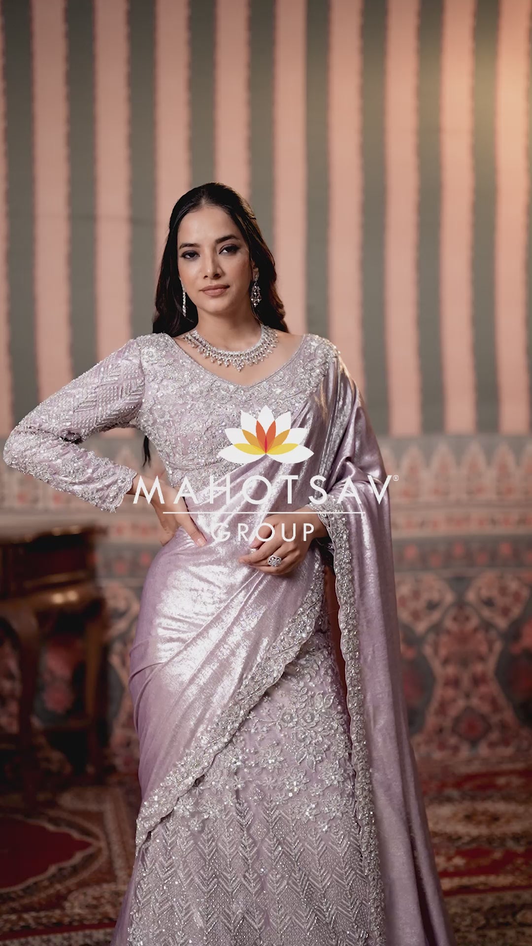 Shimmering Lilac Saree Lehenga