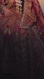 Regal Rust Hand-Embroidered Heritage Velvet Bridal Lehenga