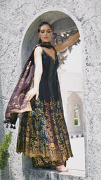 Majestic Multicolored Panel Anarkali Suit with Rich Gold Work (DARPAN M-24)
