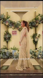 Opulent Champagne Shimmer drape Saree (DC-25212 D-56)