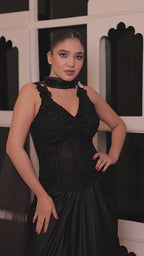 Noir Evening Drape Dress