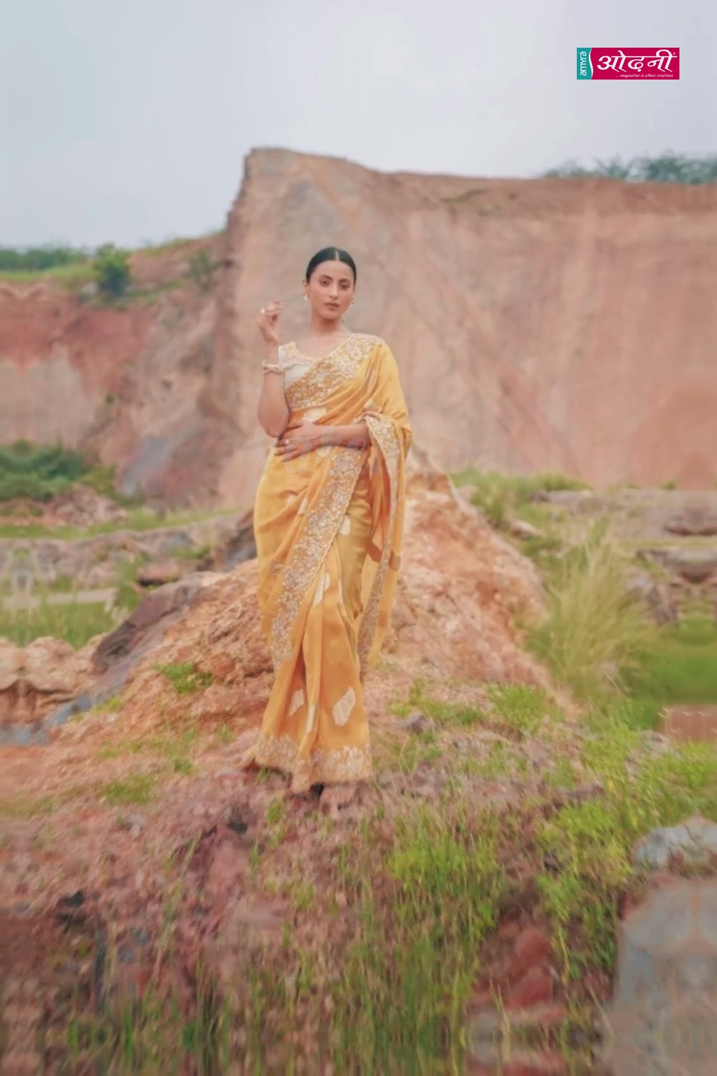 Rich Mustard Yellow Saree with Contrasting Blouse (8604 GS-133)