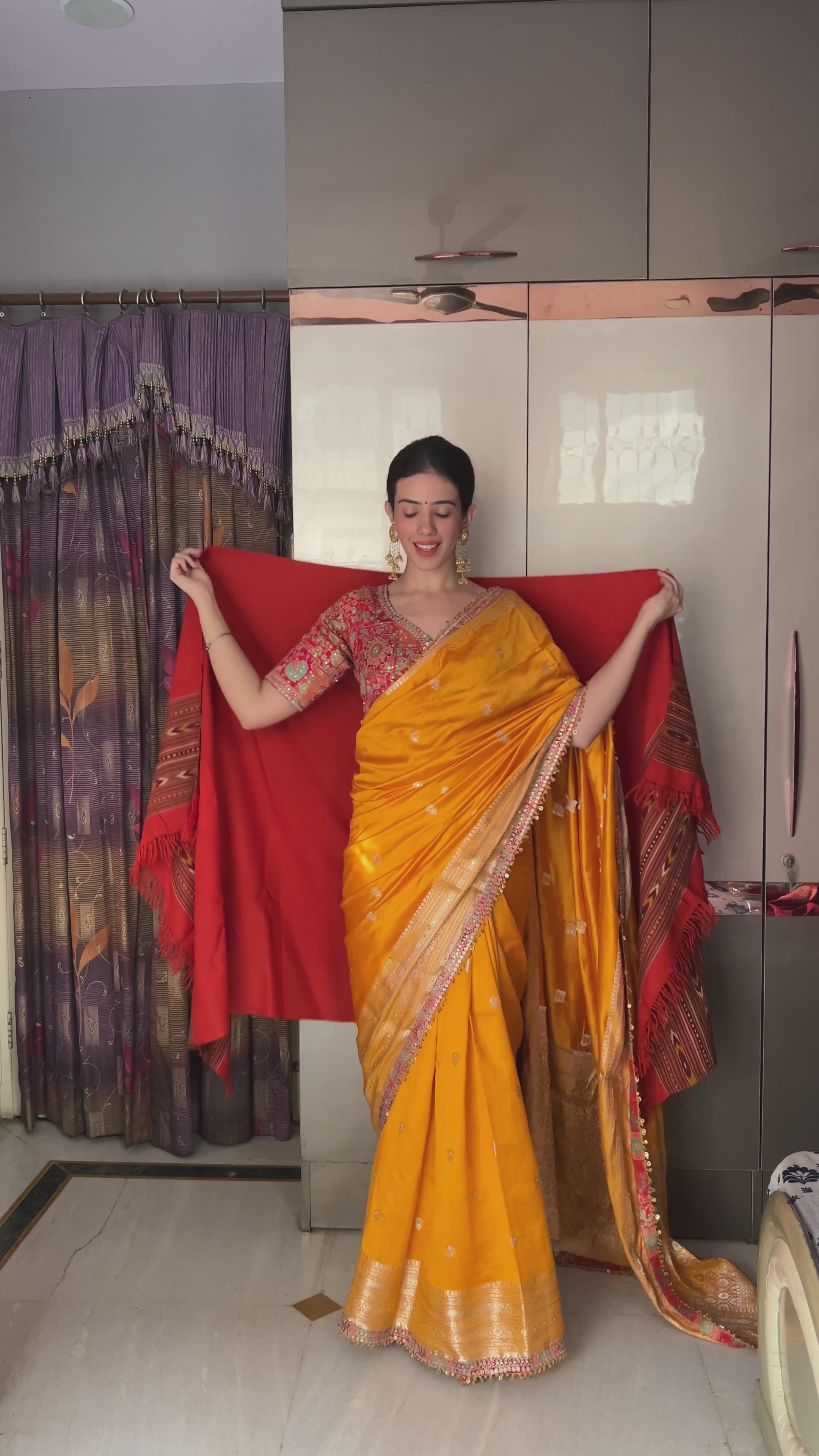 Golden Yellow Silk Saree Ensemble (S10375 B-84)