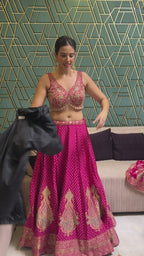 Rani Pink Handcrafted Banarasi Lehenga (8256 M-41)