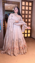 Blush Cream Embellished Lehenga with Nature Motifs (2206 M-107)