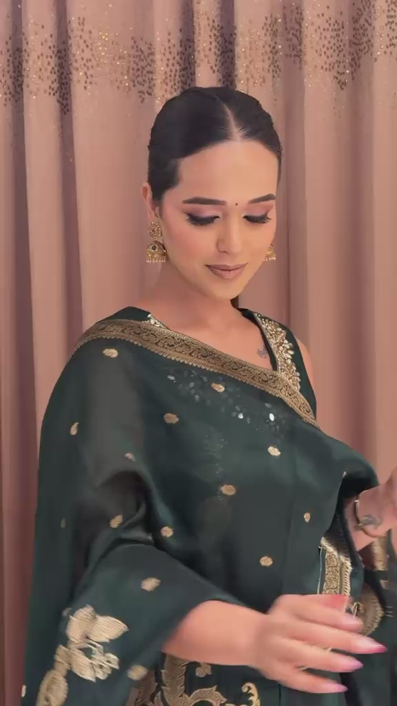 Emerald Green Banarasi Silk Kurta Set