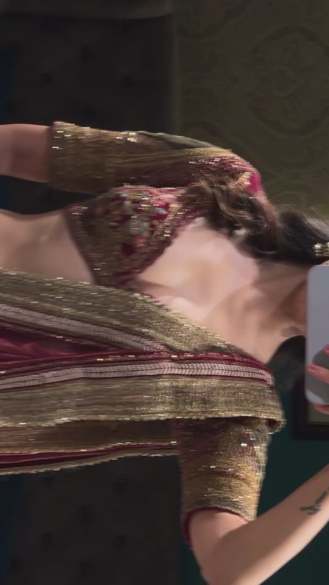 Designer Olive Green Silk Saree