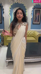 Cream Gold Fusion Drape Saree (KDS-24-150 D-104