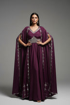 Royal Plum Mirror-Work Cape Set