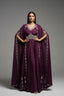 Royal Plum Mirror-Work Cape Set