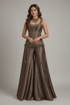 Twinkle Charcoal Lustre Embroidered Sharara Set