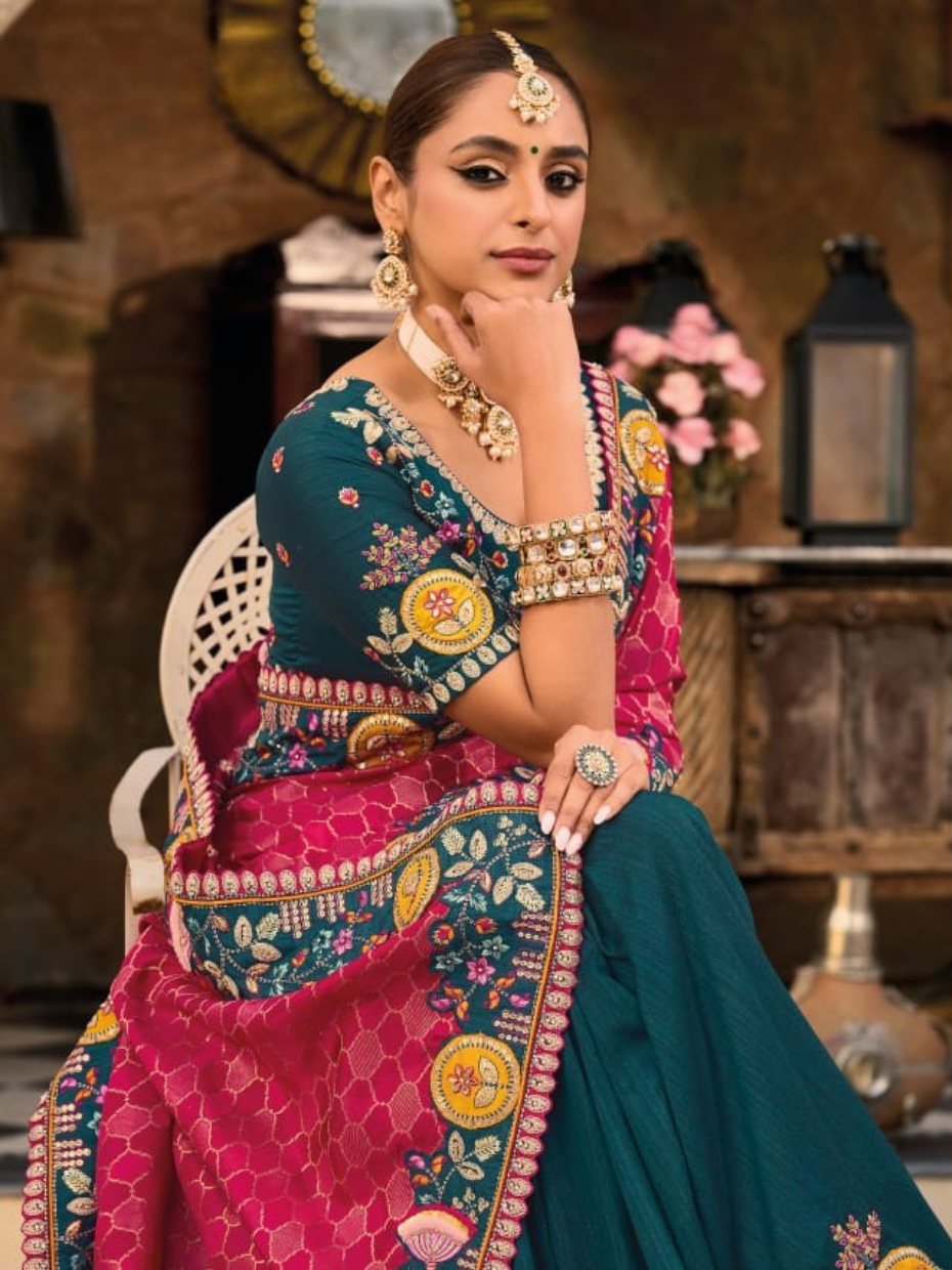 Enchanted Rama Green Saree (14163 GS-33)