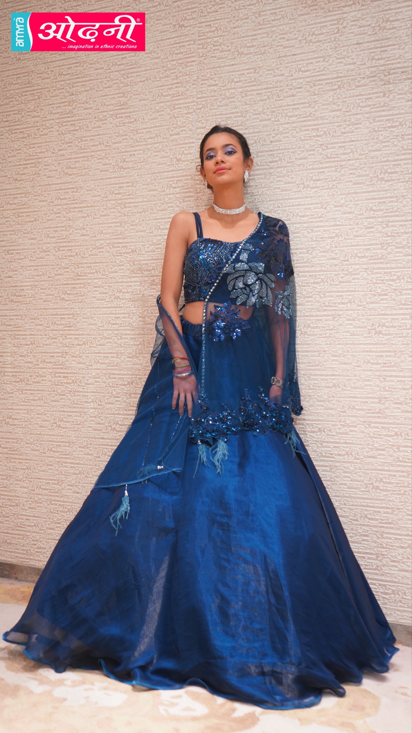 Gorgeous Blue Color Embroidered Lehenga