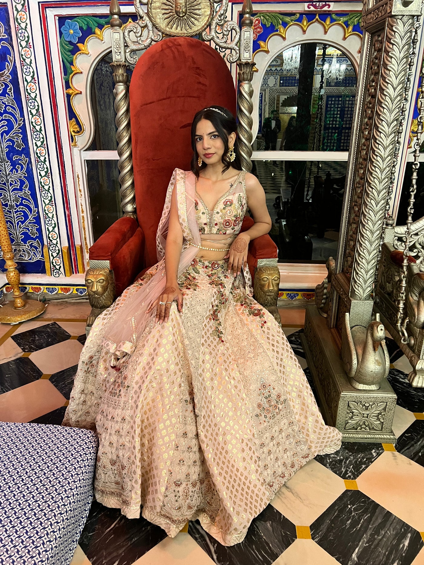 Beautiful Pink Color Floral Motif Embroidered Lehenga