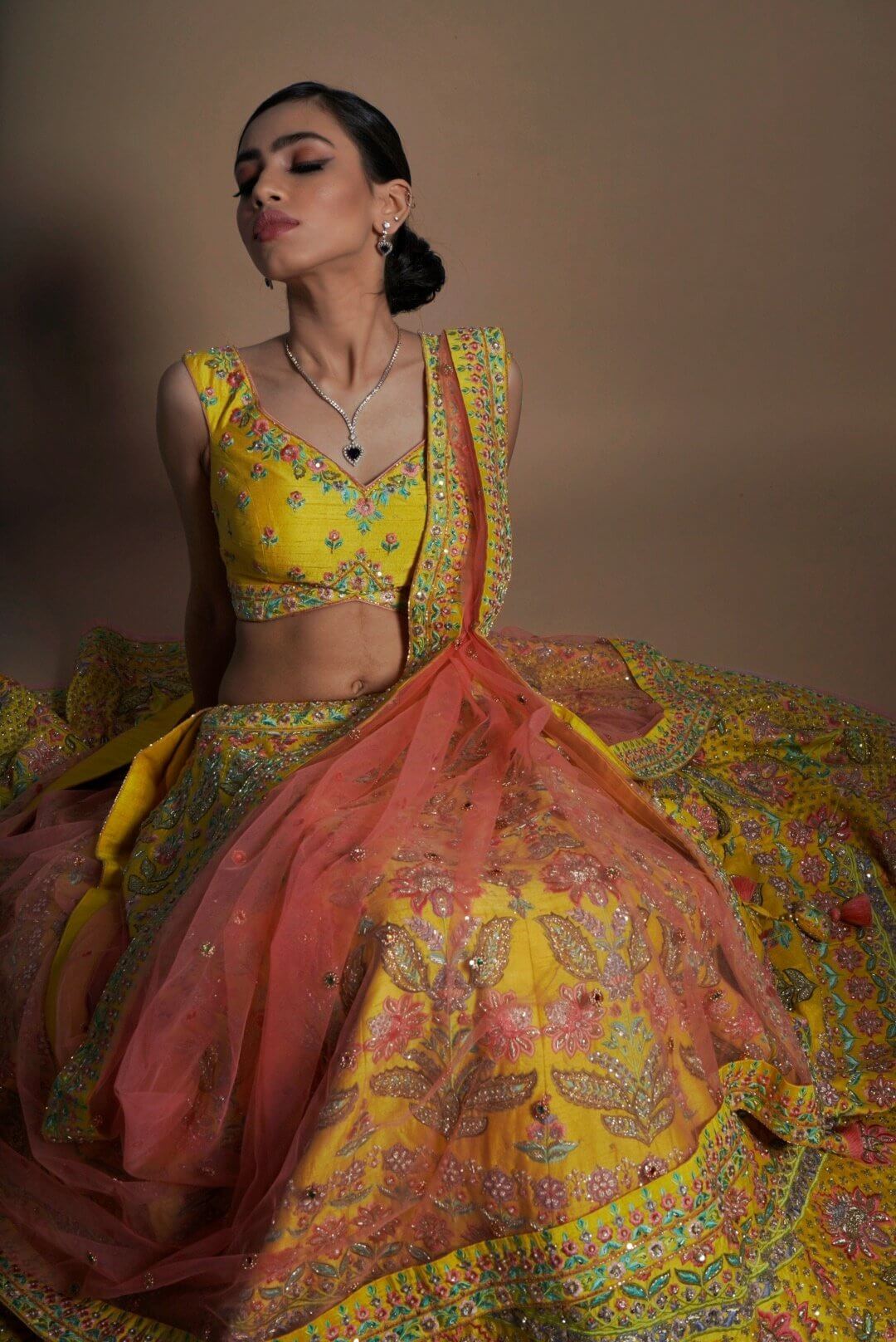 Yellow & Pink georgette lehenga with sequin raw silk blouse – Iraivi -  Wedding and Party wear