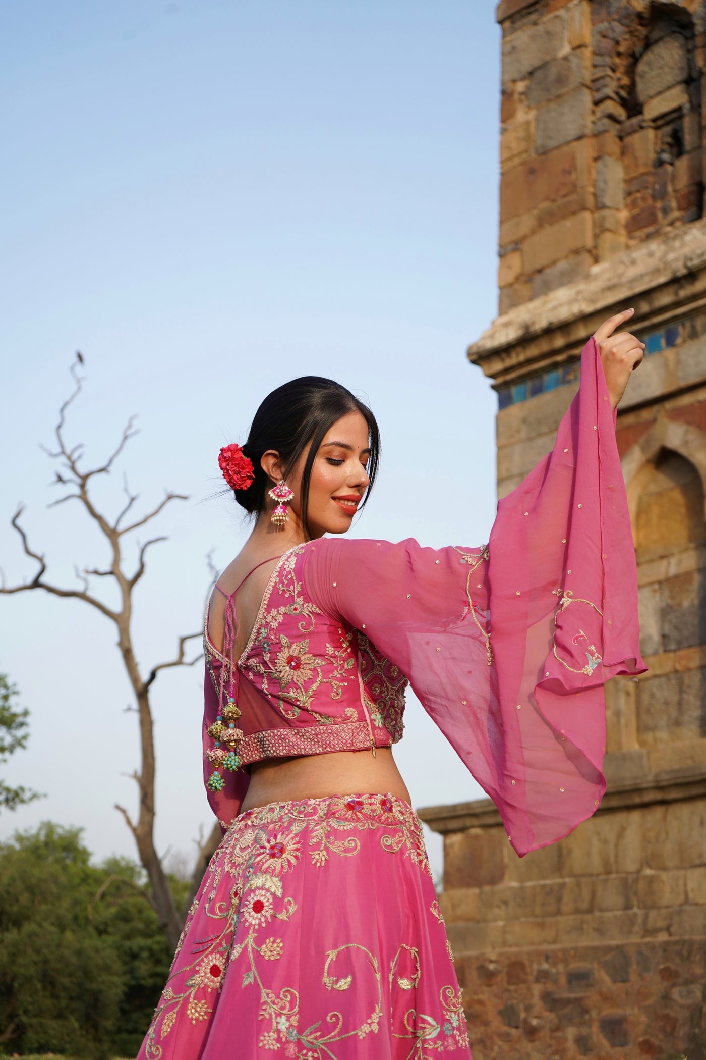 BridalTrunk - Online Indian Multi Designer Fashion Shopping BURGUNDY FLORAL  PRINTED LEHENGA SET