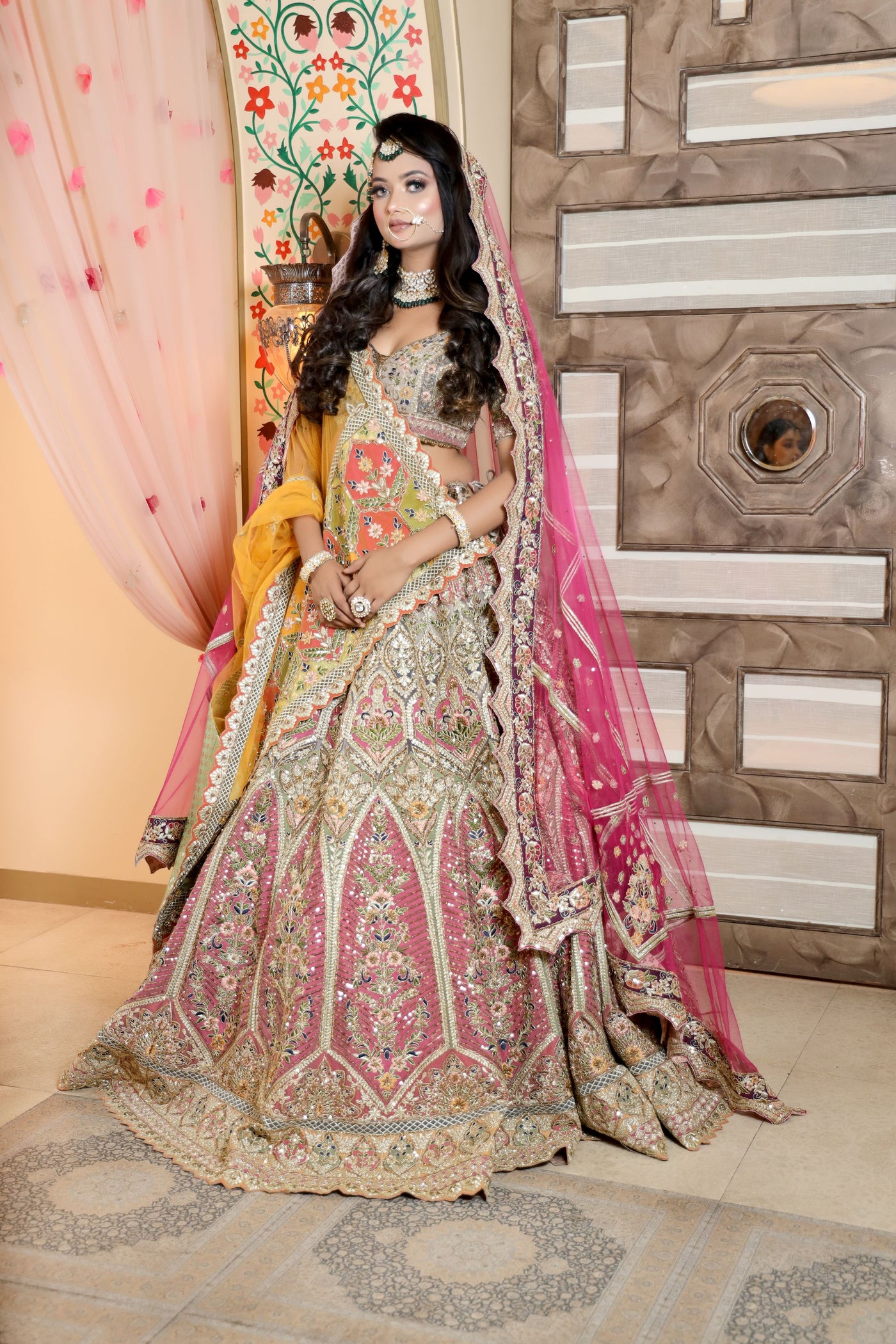 JustFashion Carrot orange Sequin Embroidered Lehenga Set With Mirror  Embroidered Blouse And Dupatta - justfashion - 4184106