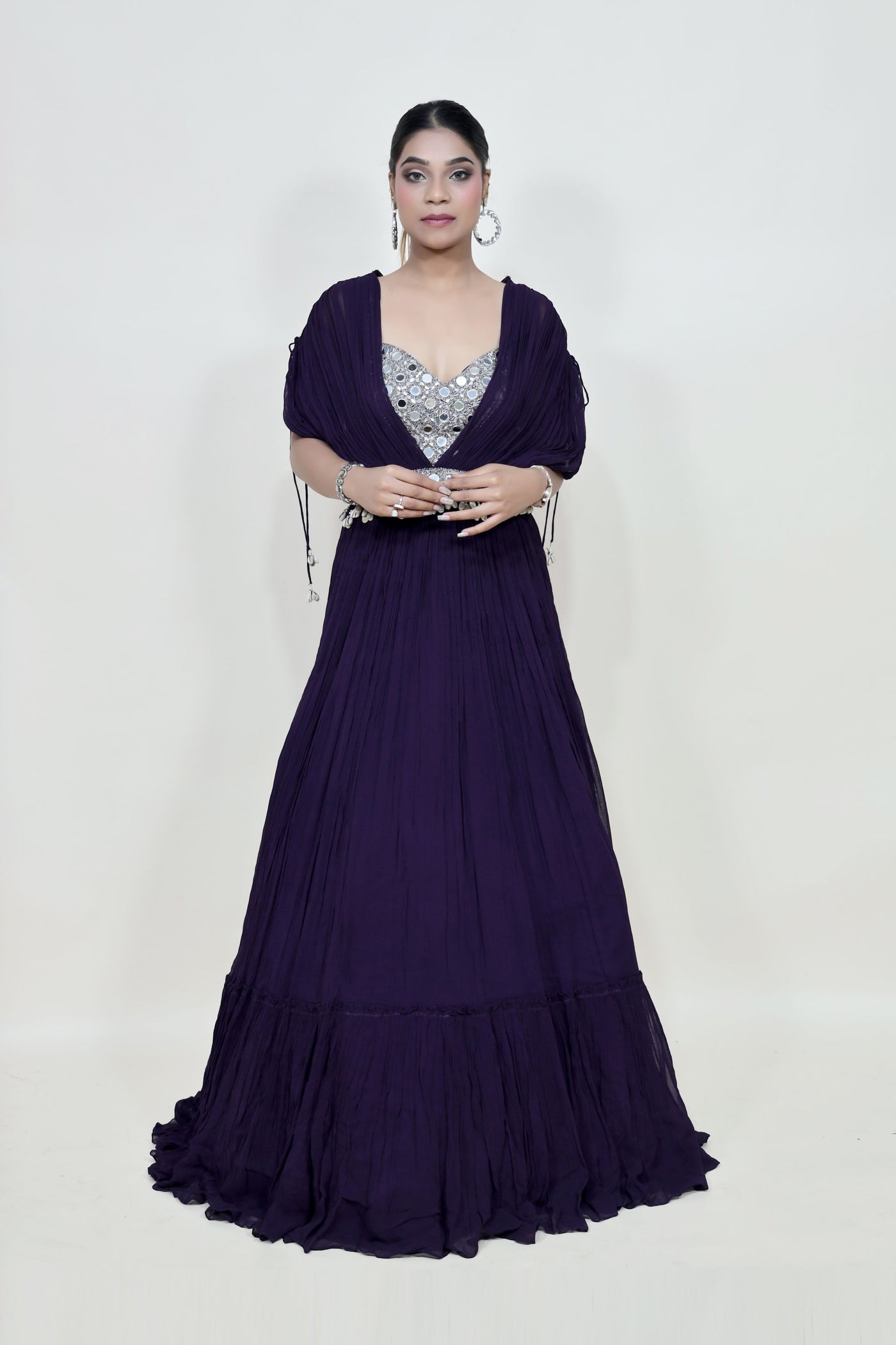 Latest Purple Color Designer Heavy Embroidered Gown