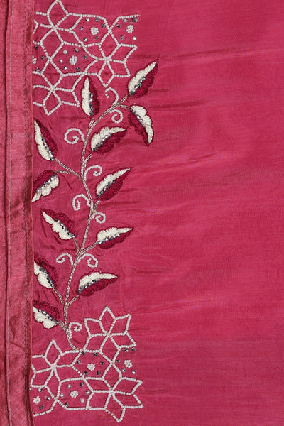 Gorgeous pink floral embroidered saree