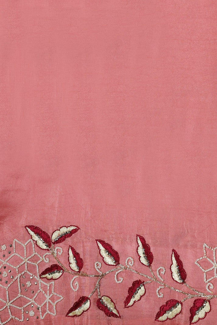 Gorgeous pink floral embroidered saree