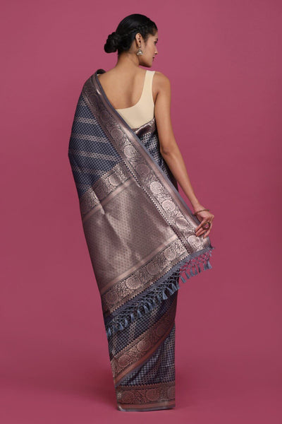 GREY WOVEN SAREE WITH BLOUSE