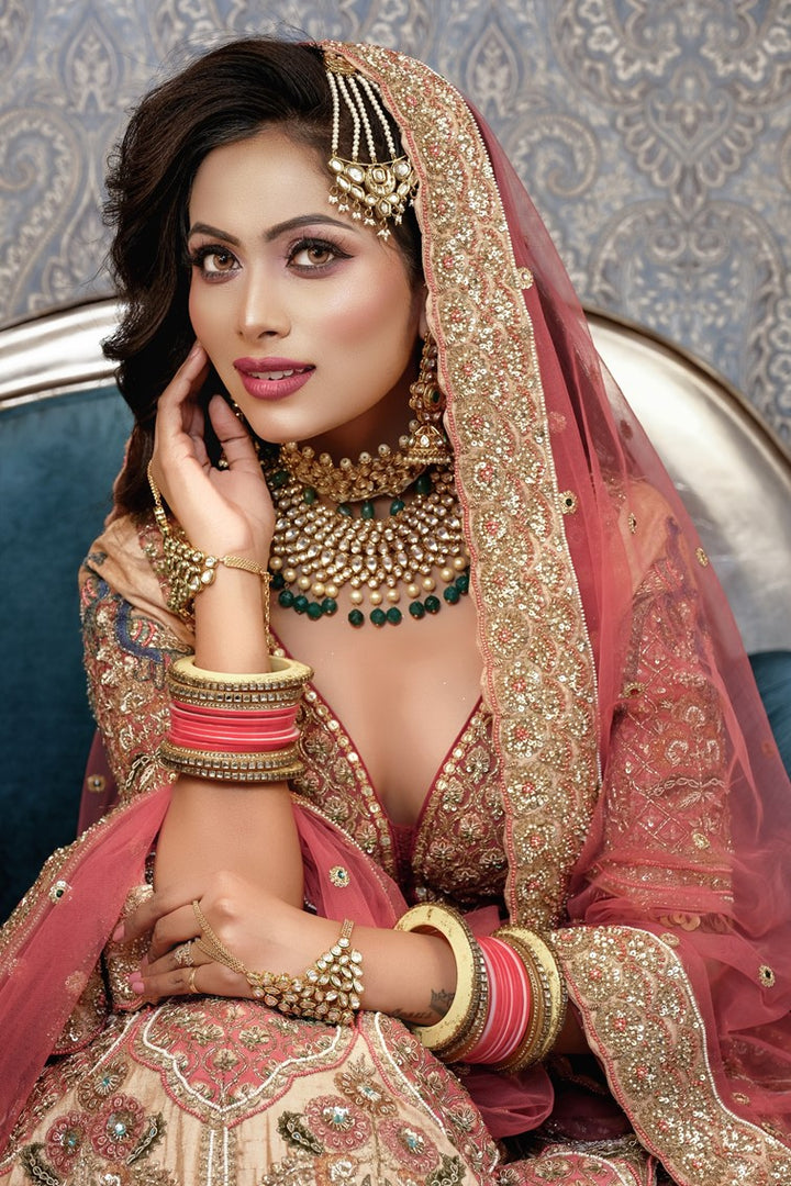 Bridal jewellery marr for peach lehenga