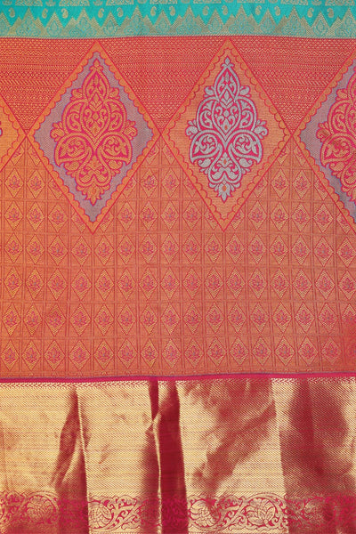 Beautiful turquoise color floral motif handwoven saree