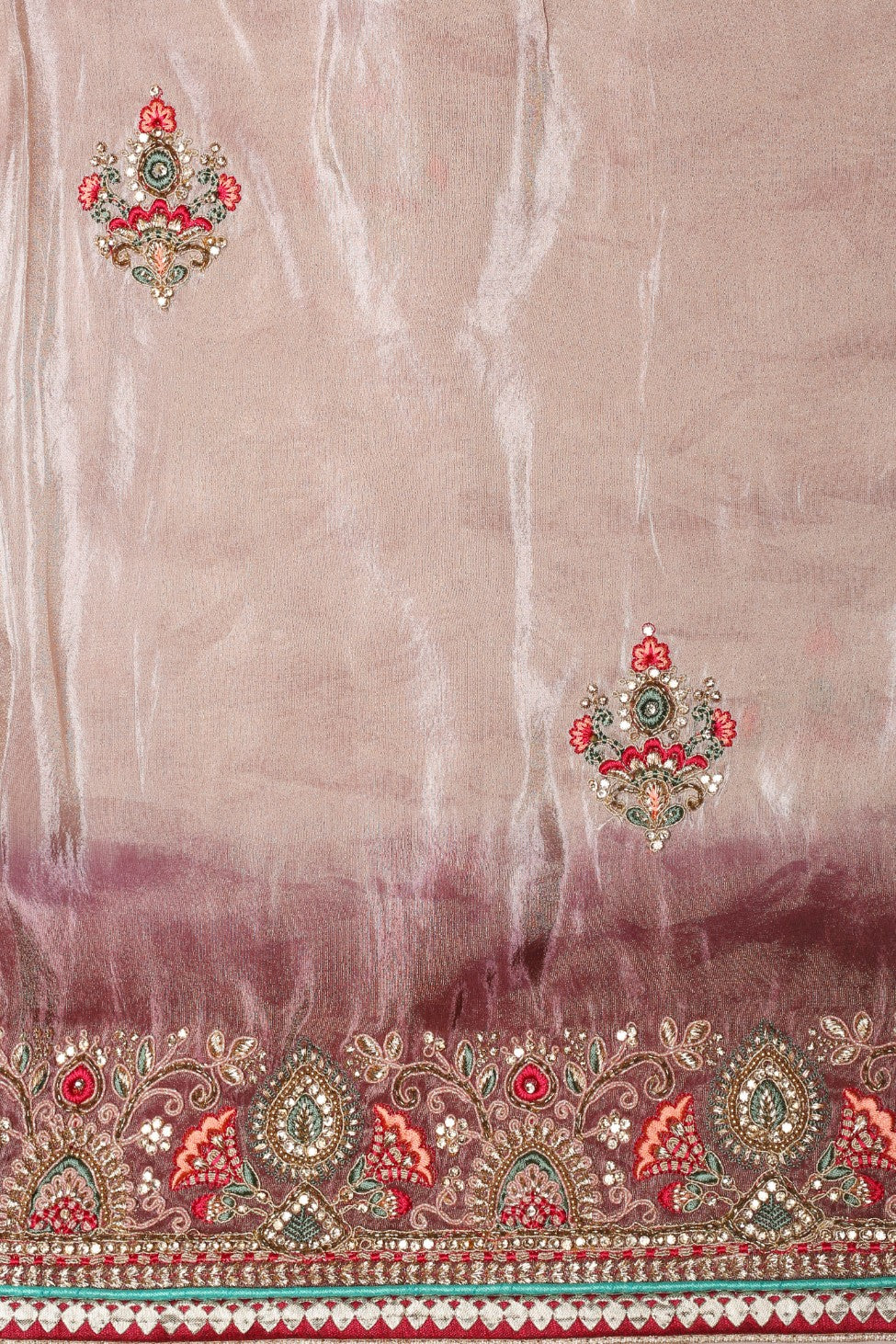 Beautiful  beige color shaded embroidered saree