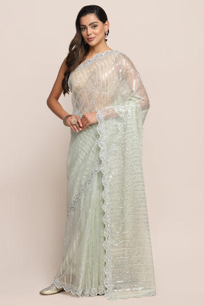Gorgeous geometrical motif embroidered  saree