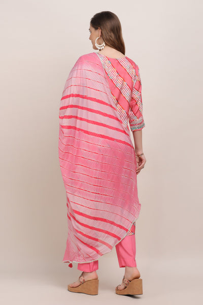 Classic Pink Color Diagonal Stripes Printed Kurti