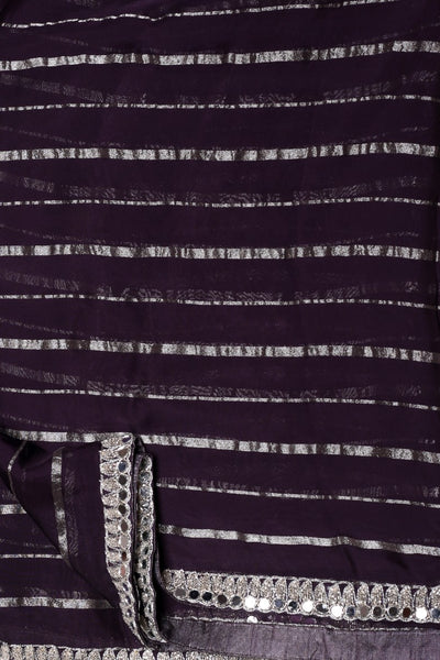 Elegant purple color floral motif embroidered saree