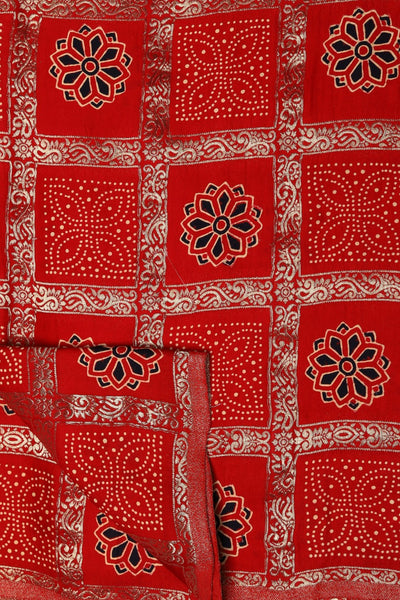 Classy red color floral motif printed saree