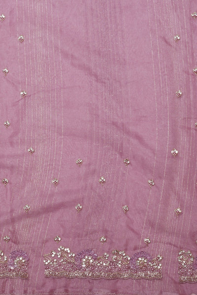 Attractive onion pink color floral motif embroidered saree