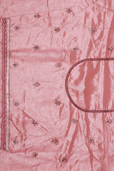 blouse of Onion pink floral embroidered saree