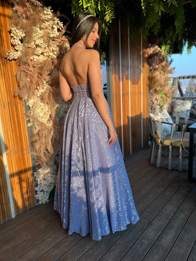 Elegant Blue Embellished Gown