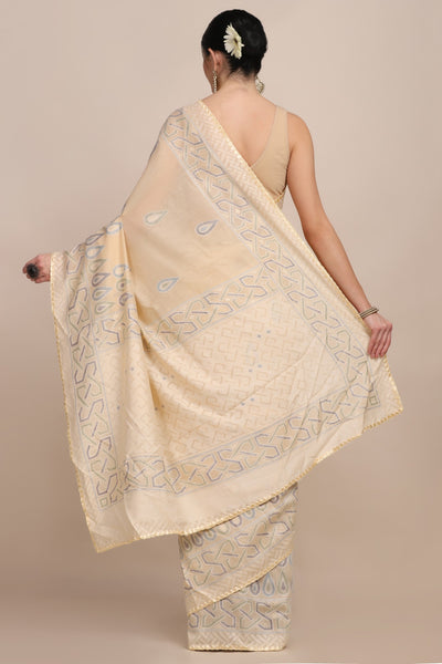 Classy beige color woven saree