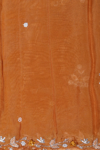 Beautiful mustard color floral motif embroidered saree