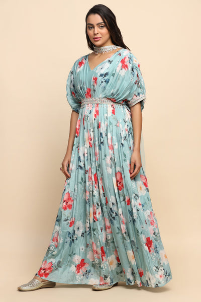 Beautiful blue color floral printed dress