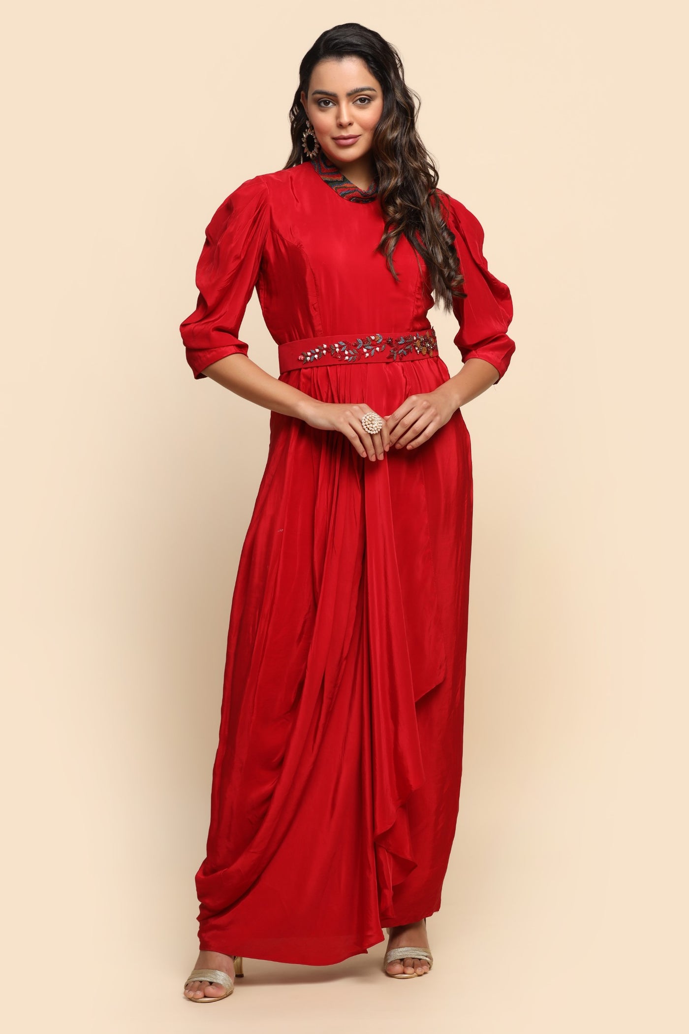 Collar Western Wedding Red Ball Gown Dress at Rs 12500 in Mumbai | ID:  14066645033