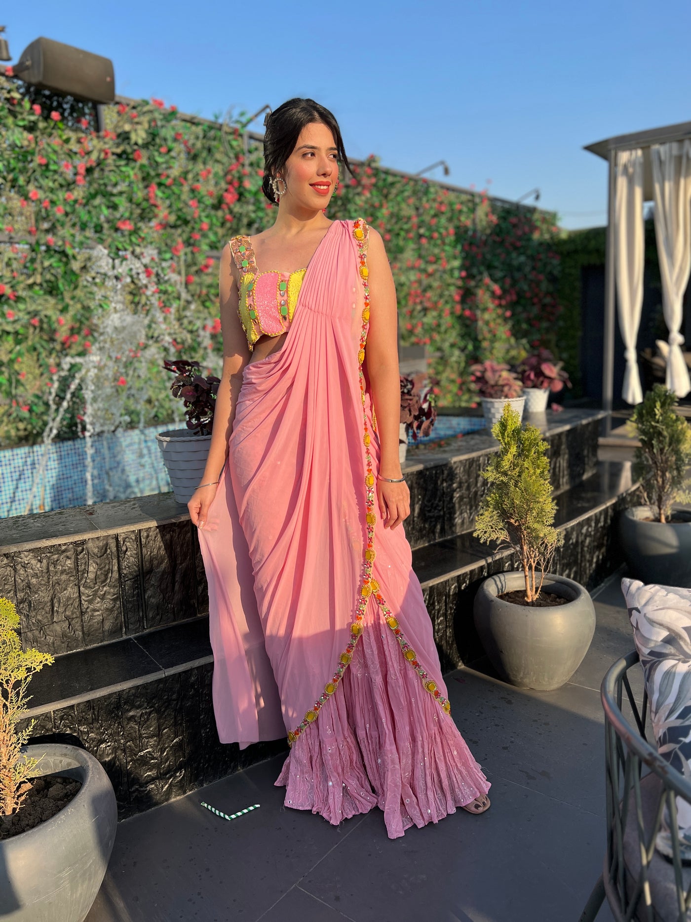 Light Pink Sharara Saree
