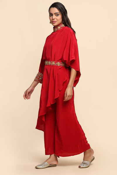 Gorgeous red color asymmetrical kurti