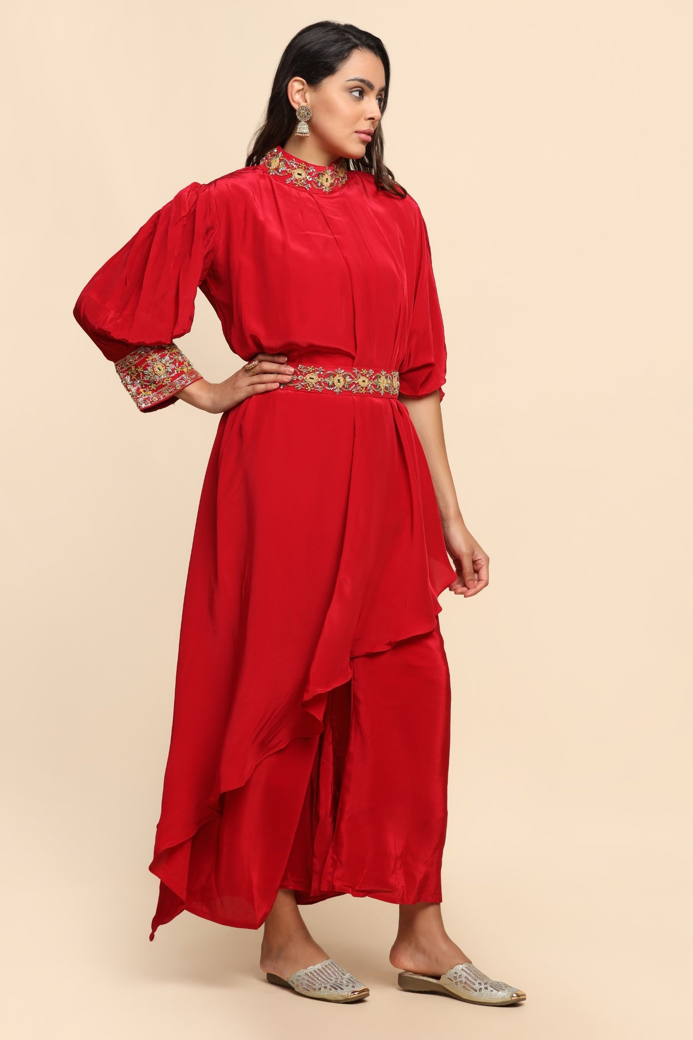 Gorgeous red color asymmetrical kurti