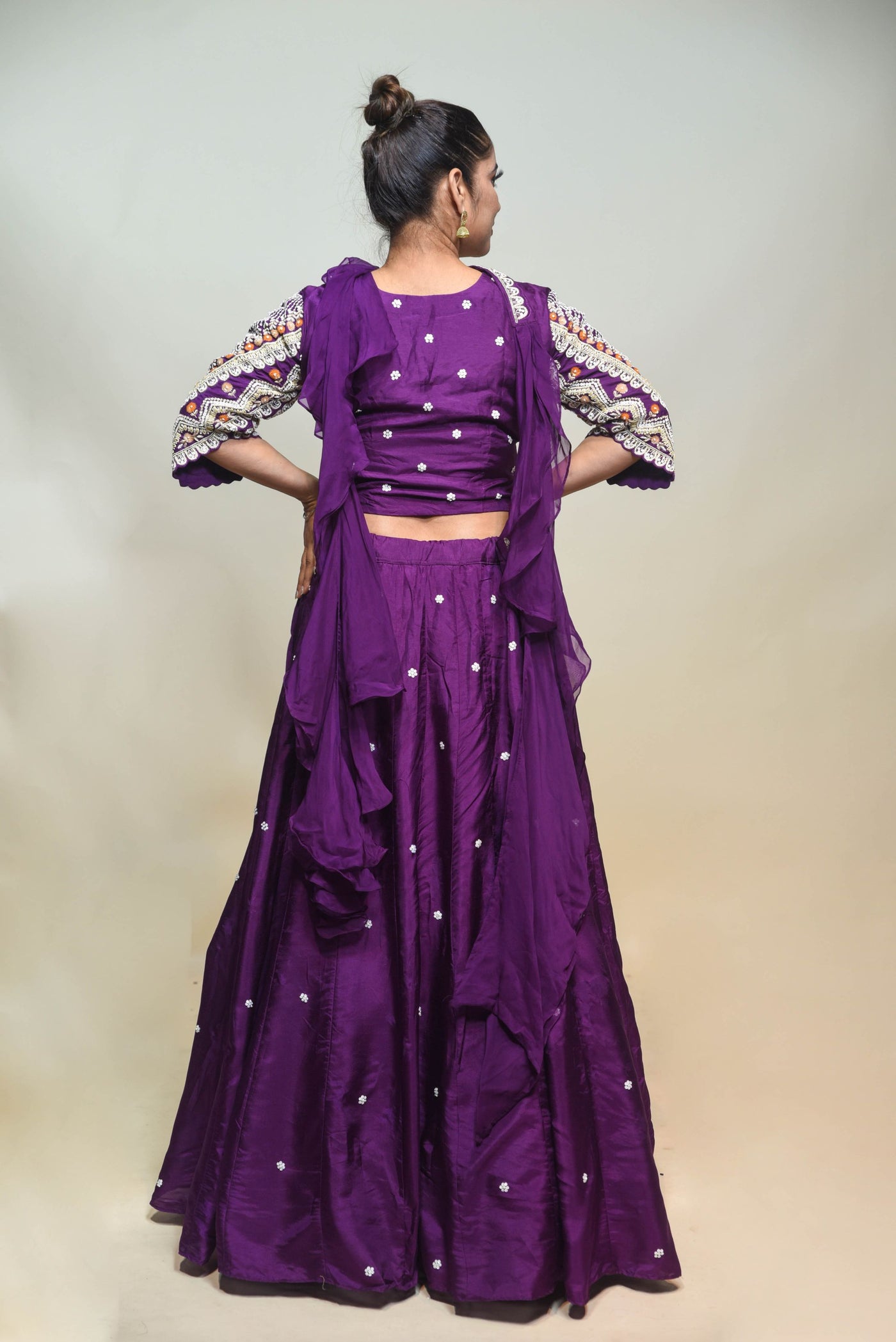 classic purple color floral motif lehenga