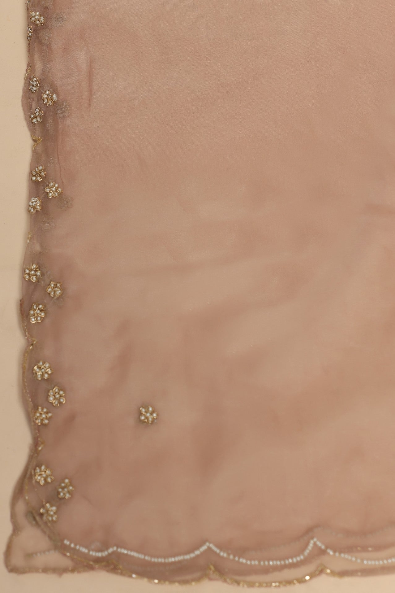 Elegant Light brown color floral motif embroidered lehenga set